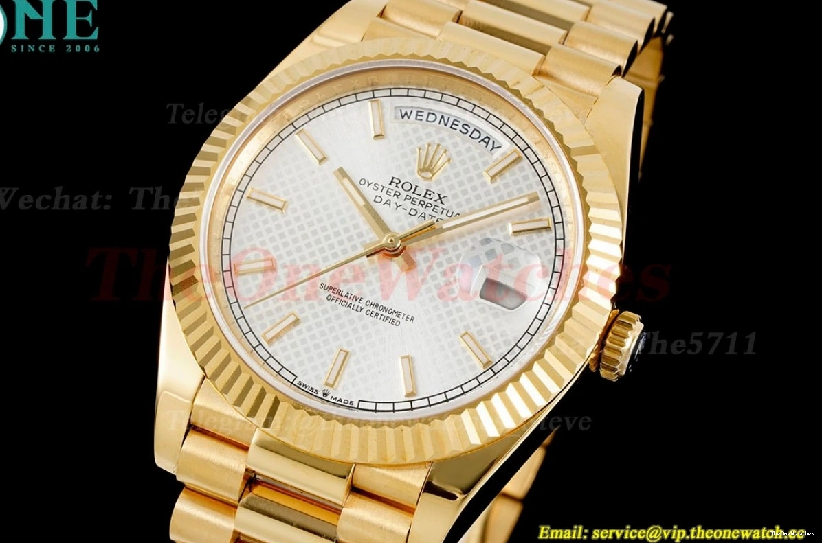 Textured DayDate Dial YG EWF YG 40mm A2836 Silver 0327